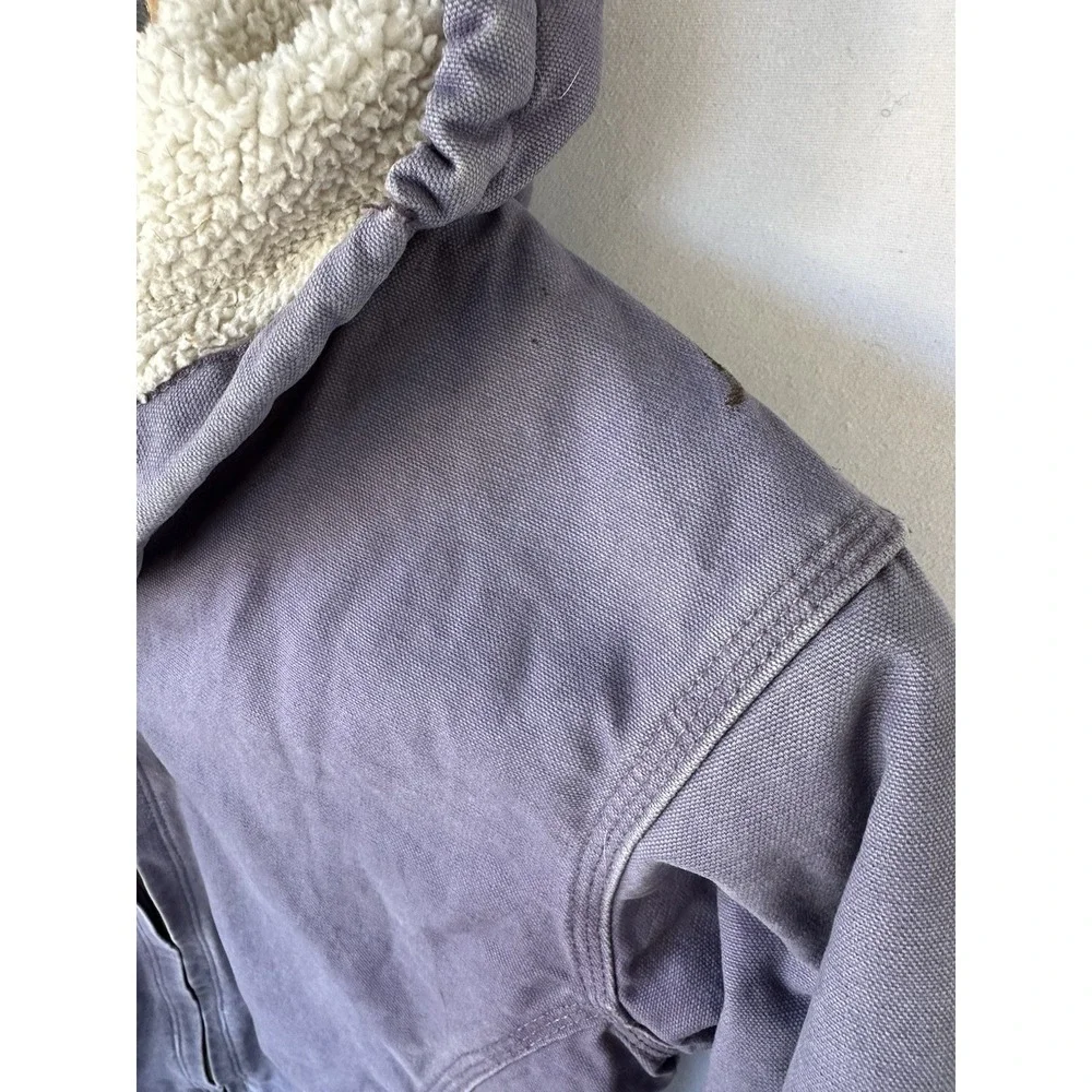 Kid's Blue Mountain Jacket Sherpa Lined Lavender Purple Hooded Youth Sz S 6-8